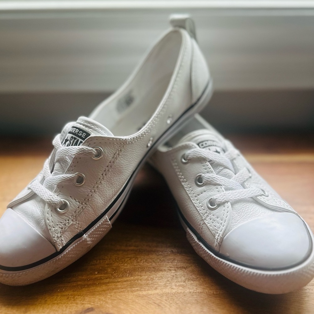Leather Converse White Ballet Lace Slip On Low Tops size women’s 7.5